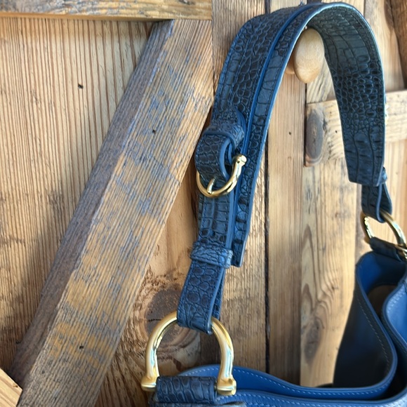 BRAHMIN EVA Sedona Slate Smooth Croc Leather Shoulder Bag, Purse blue - Picture 6 of 12